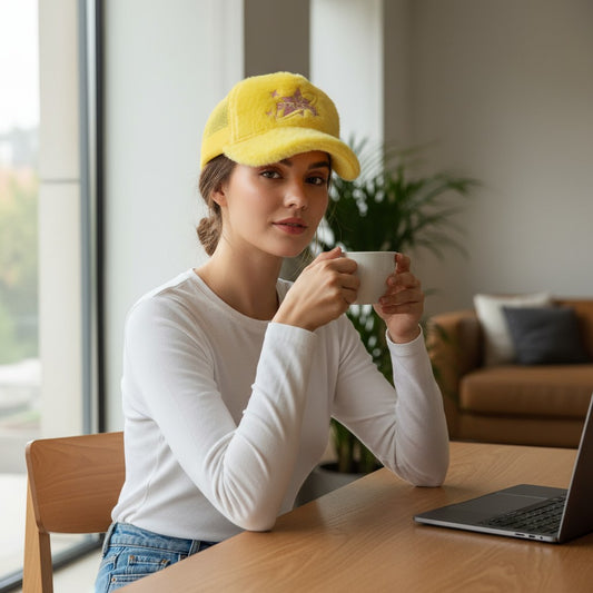 Yellow Velvet Trucker Hat