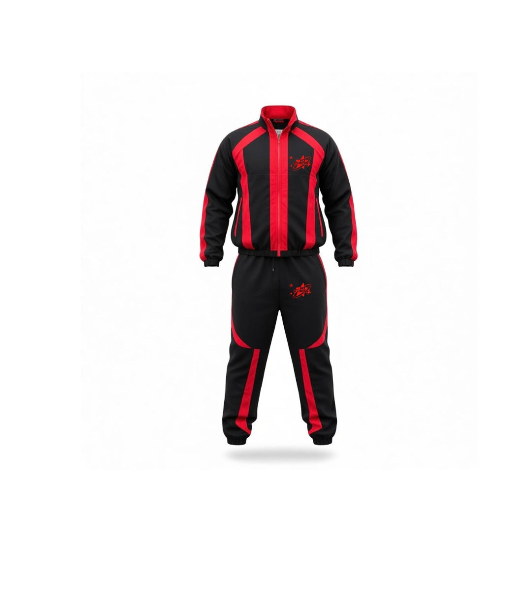 Black and Red Soccer Windbreaker Set