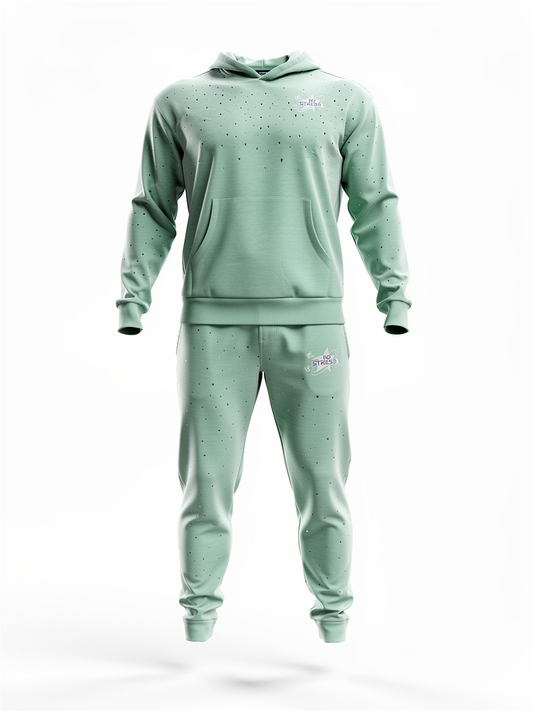 Mint Acid Wash Rhinestone Set