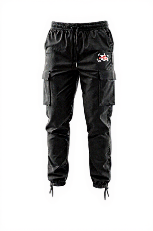 Black Windbreaker Nylon Cargo Pants