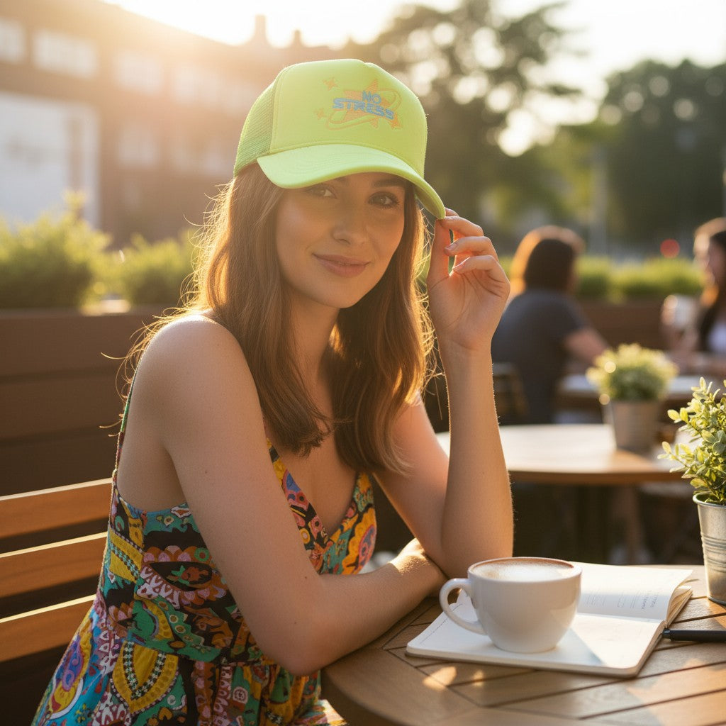 Lime Green Velvet Trucker Hat