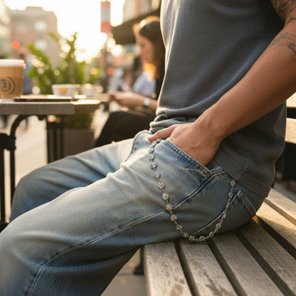 Silver cross biker chain