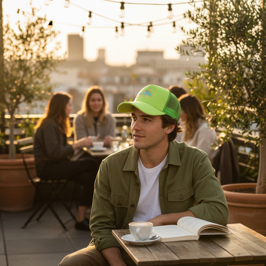Lime Green Velvet Trucker Hat