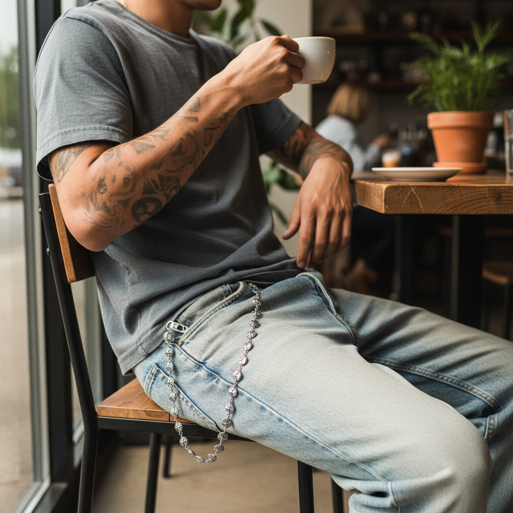 Silver cross biker chain