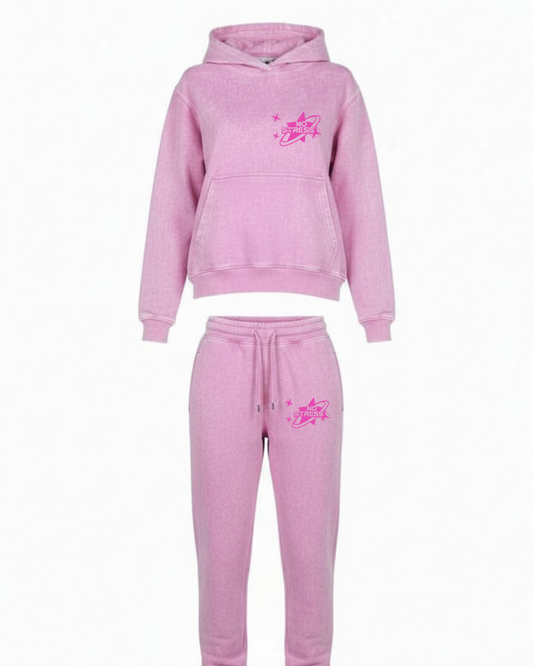 Pink Heavyweight Acid Wash Set